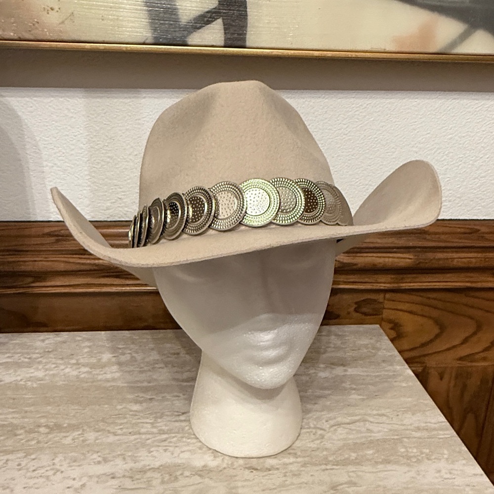 NEW Anthropologie Western Metal Trim Rancher Cowboy Hat NWT